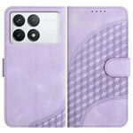 Per Xiaomi Redmi K70 YX0060 Custodia in pelle per telefono con testa di elefante in rilievo con cordino (viola chiaro)