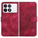 Per Xiaomi Redmi K70 YX0060 Custodia in pelle per telefono con testa di elefante in rilievo con cordino (rosa rossa)