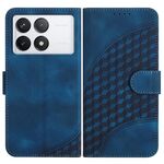 Per Xiaomi Redmi K70 YX0060 Custodia in pelle per telefono con testa di elefante in rilievo con cordino (blu reale)