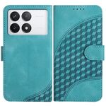 Per Xiaomi Redmi K70 YX0060 Custodia in pelle per telefono con testa di elefante in rilievo con cordino (azzurro)