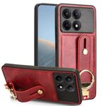 Custodia per telefono posteriore in pelle con cinturino per Xiaomi Redmi K70/K70 Pro (rosso)