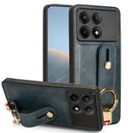 Custodia per telefono posteriore in pelle con cinturino per Xiaomi Redmi K70/K70 Pro (blu)