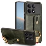 Custodia per telefono posteriore in pelle con cinturino per Xiaomi Redmi K70/K70 Pro (verde)