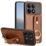 Custodia per telefono posteriore in pelle con cinturino per Xiaomi Redmi K70/K70 Pro (marrone)