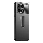 Per Xiaomi Redmi K70 Custodia per telefono con supporto in TPU ibrido in metallo satinato (nero)