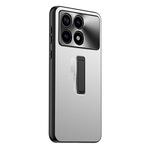 Per Xiaomi Redmi K70 Custodia per telefono con supporto in TPU ibrido in metallo satinato (argento)