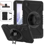 Per Samsung Galaxy Tab A7 Lite X Custodia per tablet in silicone ibrido per PC con rotazione e cinturino (nero completo)