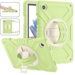 Per Samsung Galaxy Tab A8 X200 X Rotation Custodia per tablet in silicone ibrido per PC con cinturino (giallo verde bianco)
