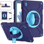 Per Samsung Galaxy Tab A8 X200 X Rotation Custodia ibrida per tablet in silicone per PC con cinturino (blu navy)
