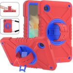 Per Samsung Galaxy Tab A9 X110 X Rotation Custodia ibrida in silicone per PC con cinturino (rosso blu)