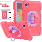 Per Samsung Galaxy Tab A9 X110 X Rotation Custodia per tablet in silicone ibrido per PC con cinturino (rosso viola)
