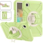 Per Samsung Galaxy Tab A9 X110 X Rotation Custodia per tablet in silicone ibrido per PC con cinturino (giallo verde bianco)