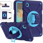 Per Samsung Galaxy Tab A9 X110 X Rotation Custodia ibrida per tablet in silicone per PC con cinturino (blu navy)