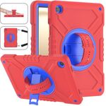 Per Samsung Galaxy Tab A9+ X210 X Rotation Custodia ibrida in silicone per PC con cinturino (rosso blu)