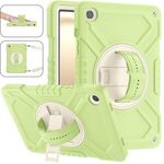 Per Samsung Galaxy Tab A9+ X210 X Custodia per tablet in silicone ibrido per PC con rotazione e cinturino (giallo verde bianco)