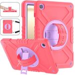 Per Samsung Galaxy Tab A9+ X210 X Rotation Custodia ibrida in silicone per PC con cinturino (viola ciano)