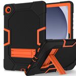 Per Samsung Galaxy Tab A9+ X216 Custodia per tablet PC ibrida in silicone robot con colore a contrasto con supporto (nero arancione)