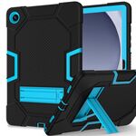 Per Samsung Galaxy Tab A9+ X216 Custodia per tablet PC ibrida in silicone robot a colori a contrasto con supporto (nero blu)