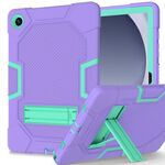 Custodia per tablet PC ibrida in silicone robot con colore a contrasto per Samsung Galaxy Tab A9+ X216 con supporto (viola verde menta)