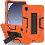 Per Samsung Galaxy Tab A9 X115 Custodia per tablet PC ibrida in silicone robot con colore a contrasto con supporto (arancione nero)