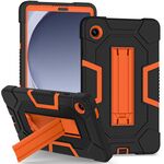 Per Samsung Galaxy Tab A9 X115 Custodia per tablet PC ibrida in silicone robot con colore a contrasto con supporto (nero arancione)