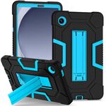 Per Samsung Galaxy Tab A9 X115 Custodia per tablet PC ibrida in silicone robot con colore a contrasto con supporto (nero blu)