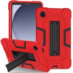 Per Samsung Galaxy Tab A9 X115 Custodia per tablet PC ibrida in silicone robot con colore a contrasto con supporto (rosso nero)