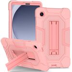 Per Samsung Galaxy Tab A9 X115 Custodia per tablet PC ibrida in silicone robot con colore a contrasto con supporto (oro rosa)