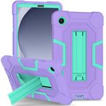 Per Samsung Galaxy Tab A9 X115 Custodia per tablet PC ibrida in silicone robot con colore a contrasto con supporto (viola verde menta)