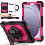 Custodia per tablet PC ibrida in silicone Robot C2 per Samsung Galaxy Tab A9 X115 (nero rosa rosso)