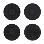4 pezzi/set 6,8x0,3 cm per auto, sottobicchiere in silicone antiscivolo per interni, colore: nero