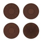 4 pezzi/set 6,8x0,3 cm per auto, sottobicchiere in silicone antiscivolo per interni, colore: marrone