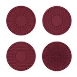4 pezzi/set 6,8x0,3 cm per auto, sottobicchiere in silicone antiscivolo per interni, colore: rosso vino