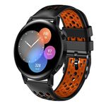 Per Huawei Watch 3 Cinturino in silicone traspirante bicolore da 22 mm (nero + arancione)