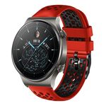 Per Huawei Watch GT2 Pro 22mm Cinturino in silicone traspirante bicolore (rosso + nero)