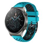 Per Huawei Watch GT2 Pro 22mm Cinturino in silicone traspirante bicolore (azzurro + nero)