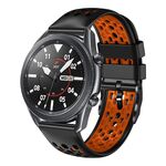 Per Samsung Galaxy Watch3 45mm 22mm Cinturino in silicone traspirante bicolore (nero + arancione)