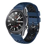 Per Samsung Galaxy Watch3 45mm 22mm Cinturino in silicone traspirante bicolore (blu notte + nero)