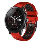 Per Amazfit 2 Stratos 22mm Cinturino in silicone traspirante bicolore (rosso + nero)