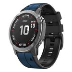 Per Garmin Fenix 5X Plus 26mm cinturino sportivo in silicone bicolore (blu scuro + nero)