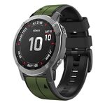 Per Garmin Instinct 22mm Cinturino sportivo in silicone bicolore (verde scuro + nero)