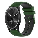 Per Garmin Vivomove Sport Cinturino in silicone bicolore a scacchi da 20 mm (verde Amy + nero)