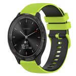 Per GarminMove 3 Cinturino in silicone bicolore a scacchi da 20 mm (verde lime + nero)