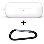 Custodia in silicone per auricolari Bluetooth 2 pezzi per Huawei FreeBuds Enjoy Edition (bianco)