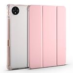 Per Huawei MatePad Pro 11 2024 Custodia tablet in pelle TPU trasparente a 3 pieghe con slot per penna (rosa)