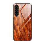 Per Samsung Galaxy S24+ 5G Custodia per cellulare in vetro con venature del legno (marrone chiaro)