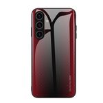 Per Samsung Galaxy S24+ 5G Custodia per cellulare in vetro TPU con trama sfumata (rossa)