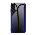 Per Samsung Galaxy S24+ 5G Custodia per cellulare in vetro TPU con texture sfumata (blu scuro)