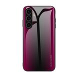 Per Samsung Galaxy S24+ 5G Custodia per telefono in vetro TPU con texture sfumata (rosa rosso)
