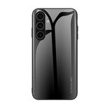Per Samsung Galaxy S24+ 5G Custodia per telefono in vetro TPU con texture sfumata (nera)